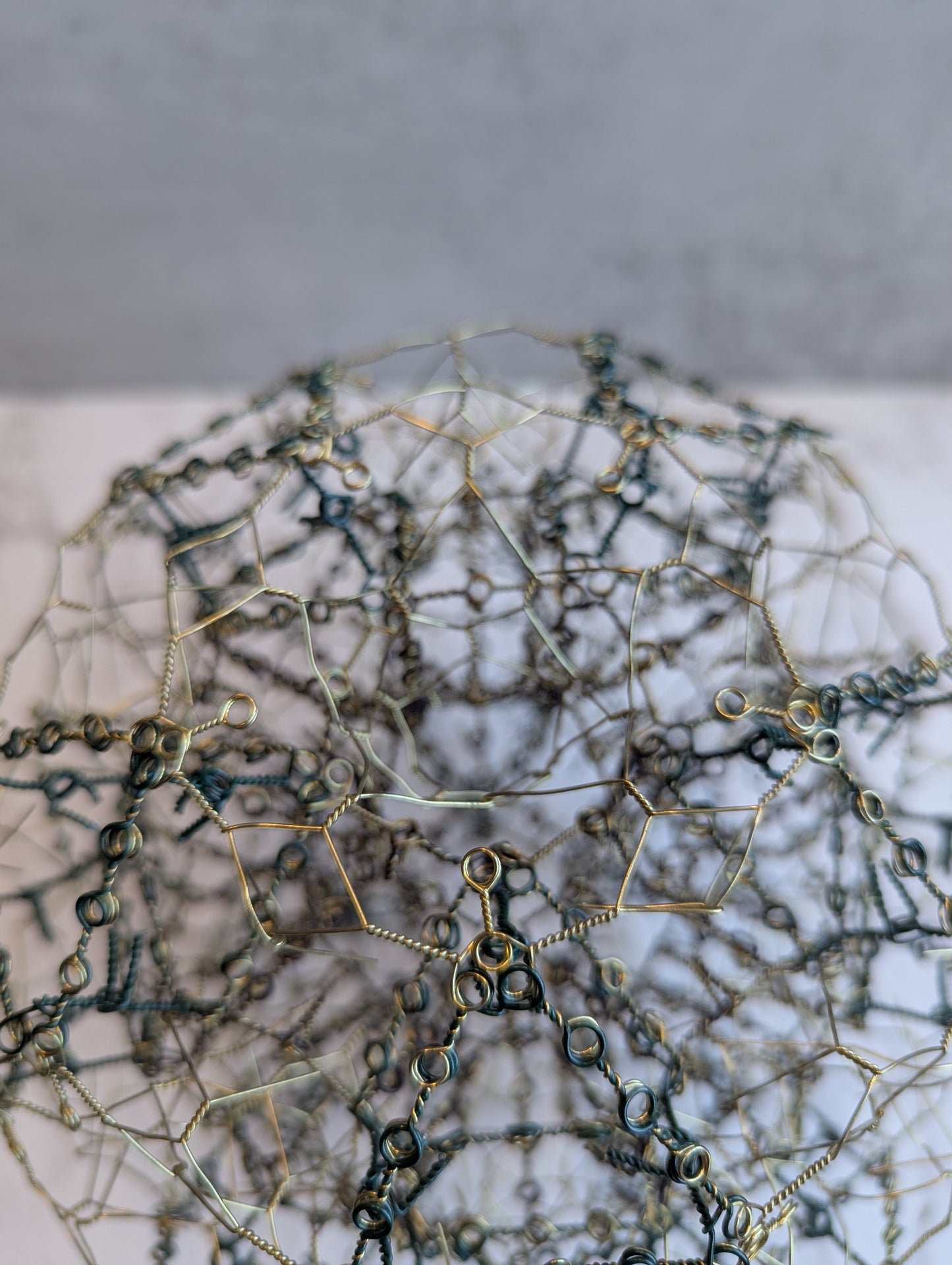 San Yon Go Expanded Ni Juu Ball, Plastic Coated Green, Brown, and Gold, Steel Wire