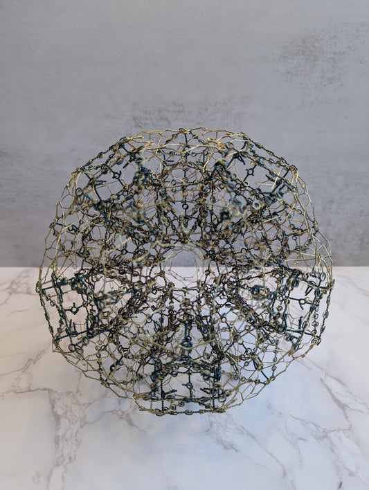 San Yon Go Expanded Ni Juu Ball, Plastic Coated Green, Brown, and Gold, Steel Wire
